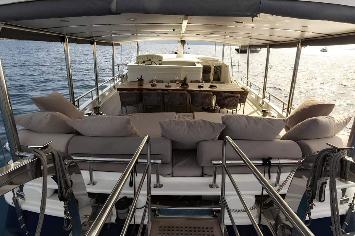 Deck of The Blue Sea, a Custom Made The Blue Sea yacht at Fethiye, Turkey