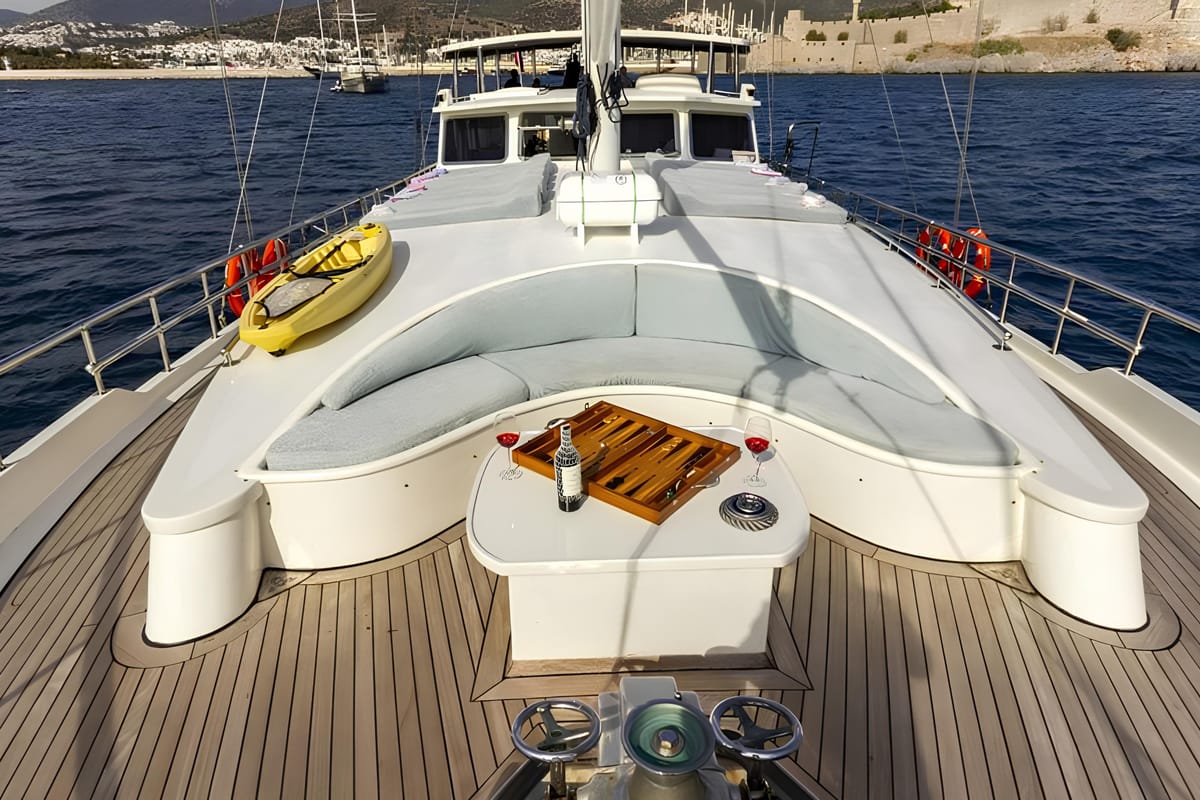 Deck of The Blue Sea, a Custom Made The Blue Sea yacht at Fethiye, Turkey