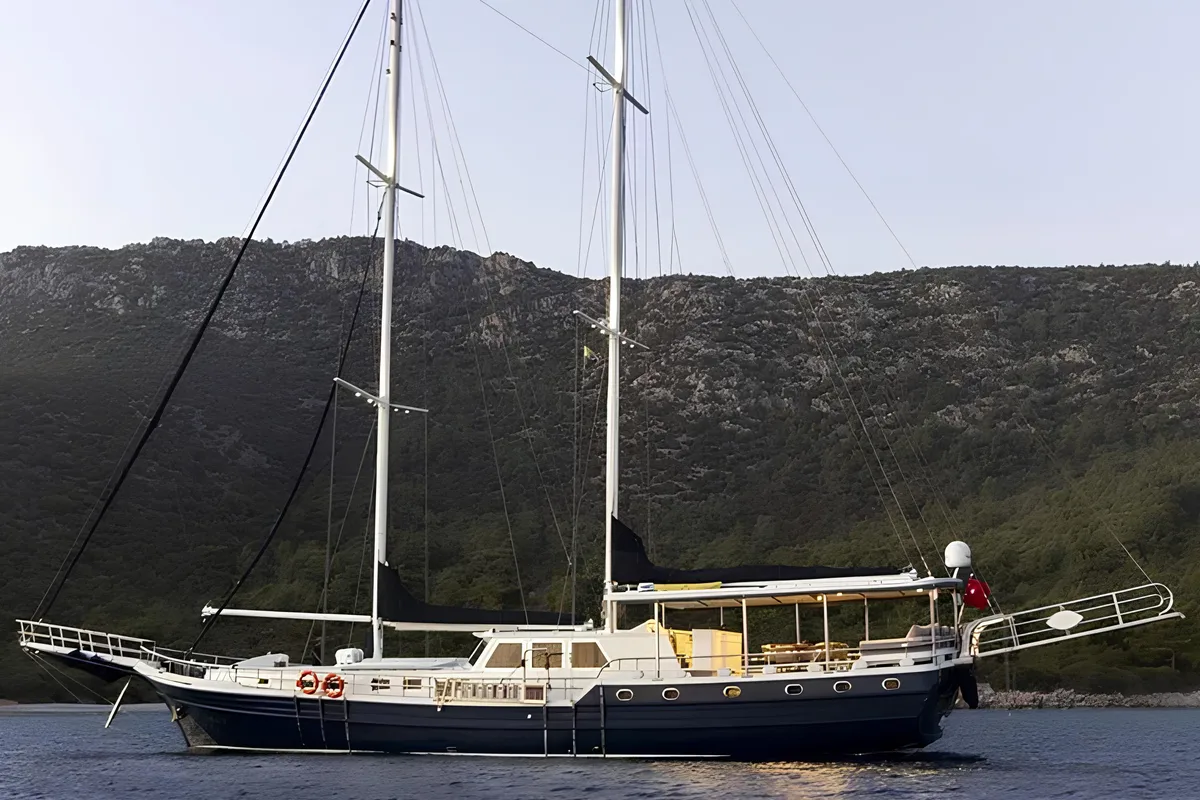 Exterior view of The Blue Sea, a Custom Made The Blue Sea yacht at Fethiye, Turkey