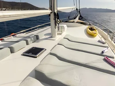 Deck of The Blue Sea, a Custom Made The Blue Sea yacht at Fethiye, Turkey