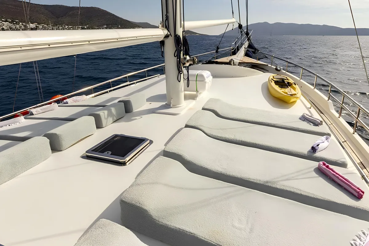 Deck of The Blue Sea, a Custom Made The Blue Sea yacht at Fethiye, Turkey