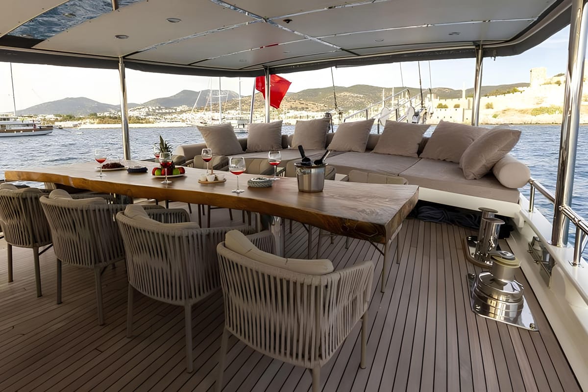 Deck of The Blue Sea, a Custom Made The Blue Sea yacht at Fethiye, Turkey