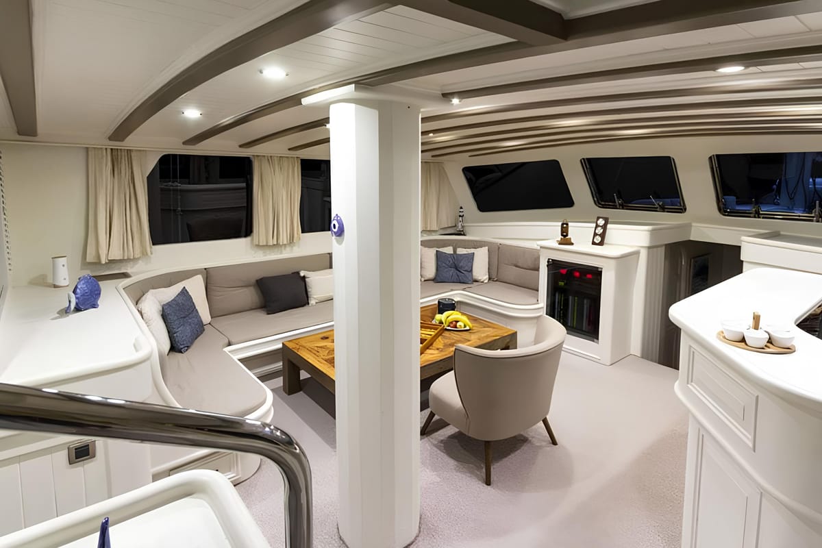 Salon of The Blue Sea, a Custom Made The Blue Sea yacht at Fethiye, Turkey