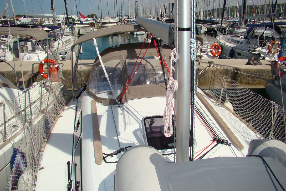 Deck of Nena, a Jeanneau Sun Odyssey 33i sailboat at Općina Sukošan, Croatia