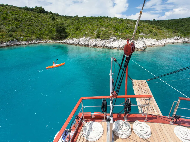 Deck of Romanca, a Gulet Gulet gulet at Stobreč, Croatia