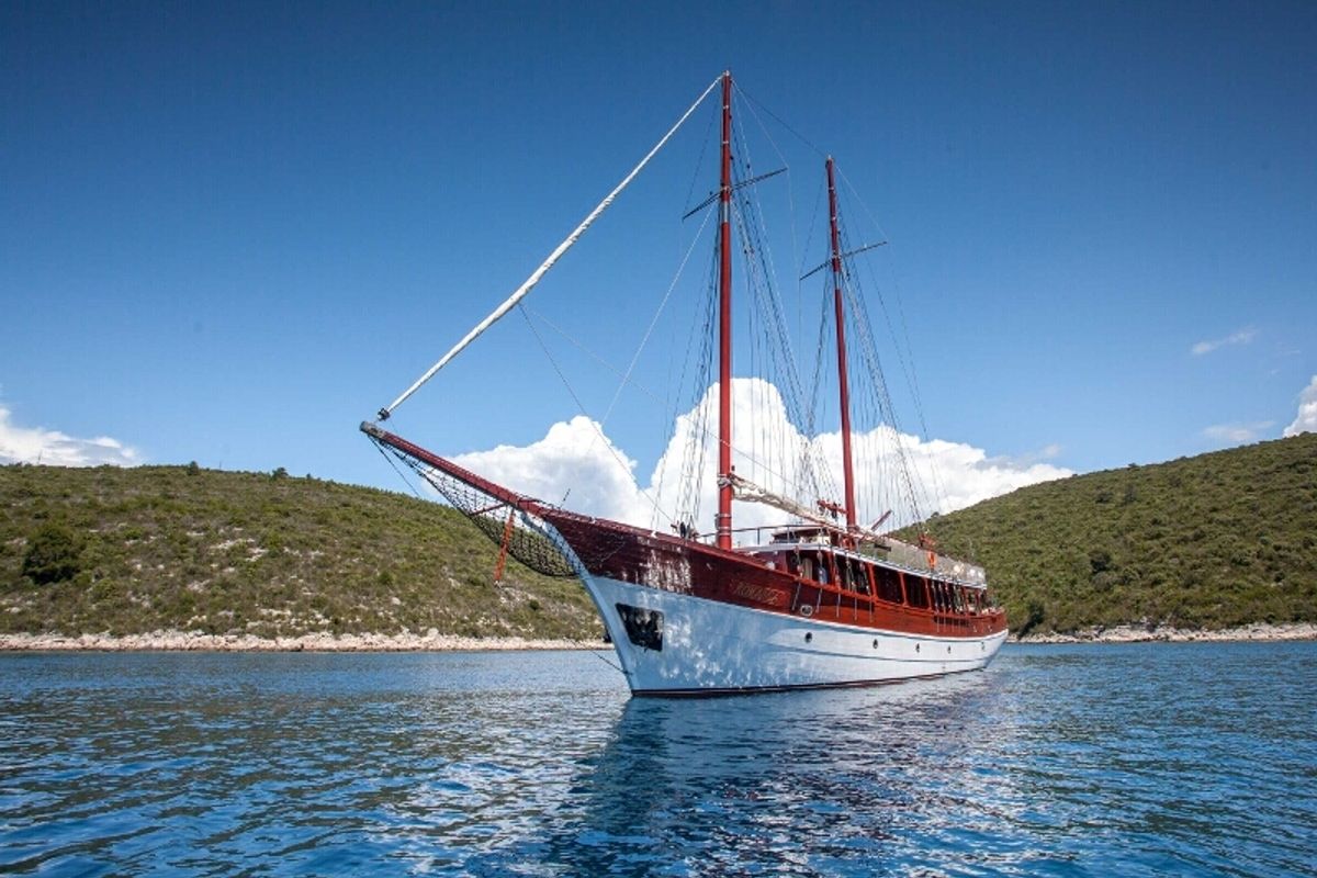 Exterior view of Romanca, a Gulet Gulet gulet at Stobreč, Croatia
