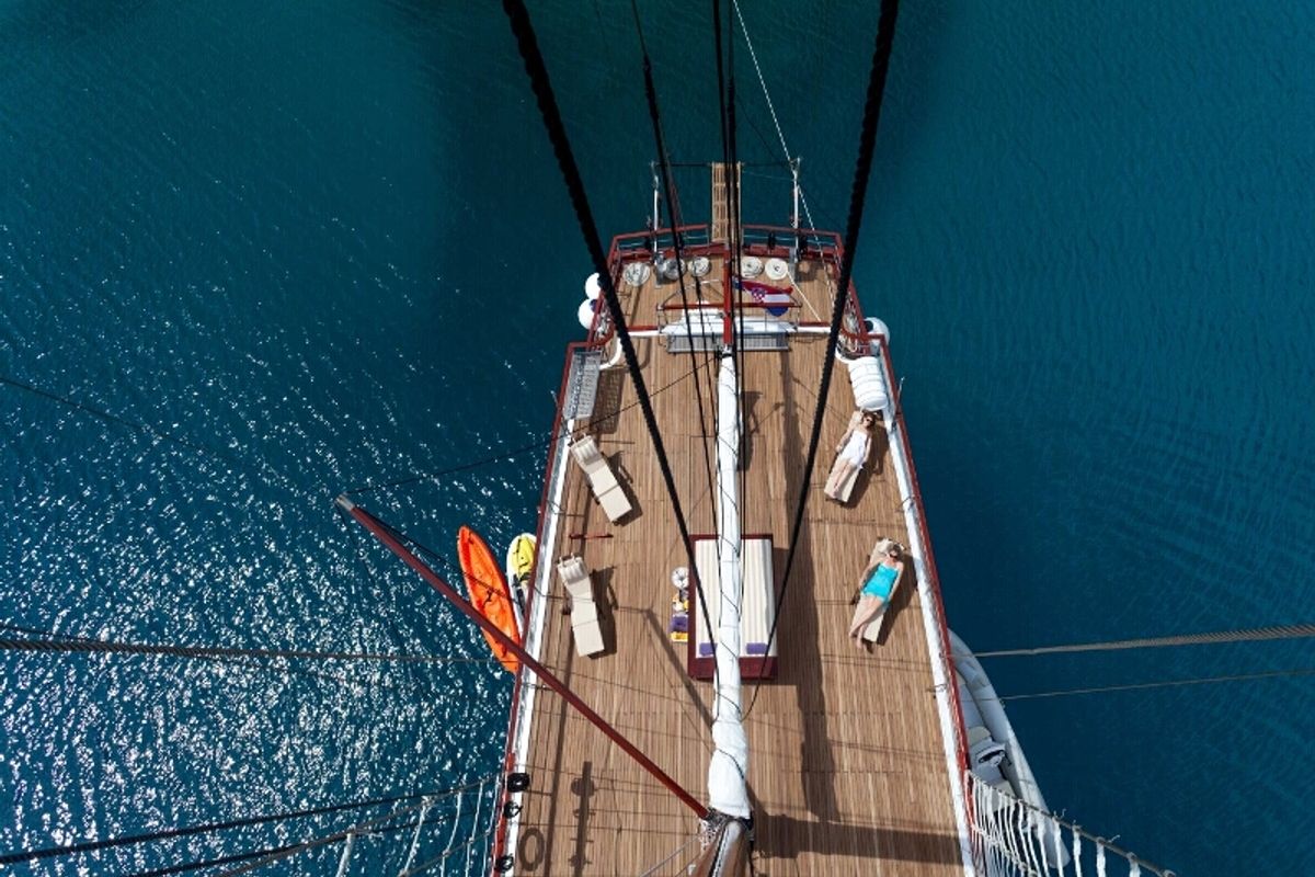 Deck of Romanca, a Gulet Gulet gulet at Stobreč, Croatia