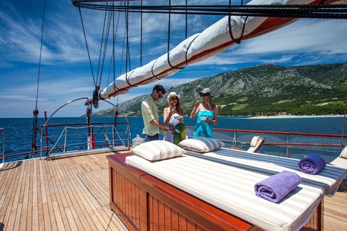 Deck of Romanca, a Gulet Gulet gulet at Stobreč, Croatia