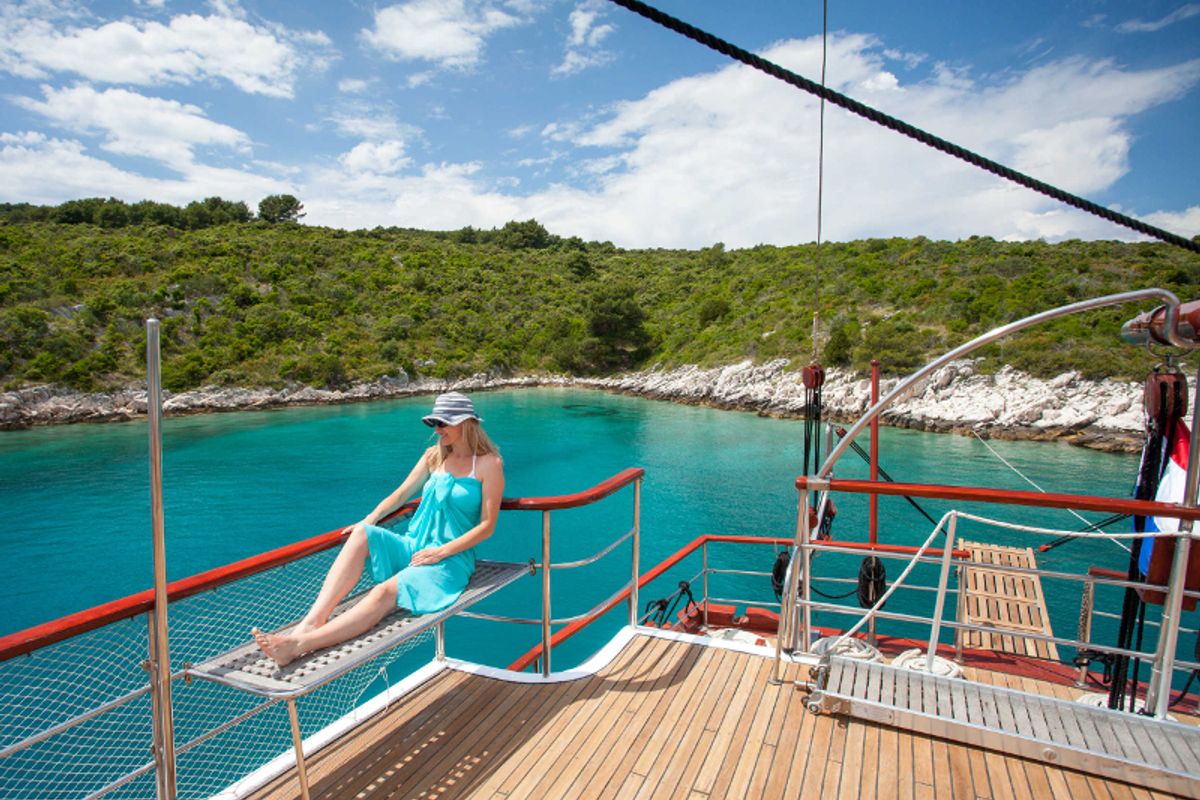 Deck of Romanca, a Gulet Gulet gulet at Stobreč, Croatia