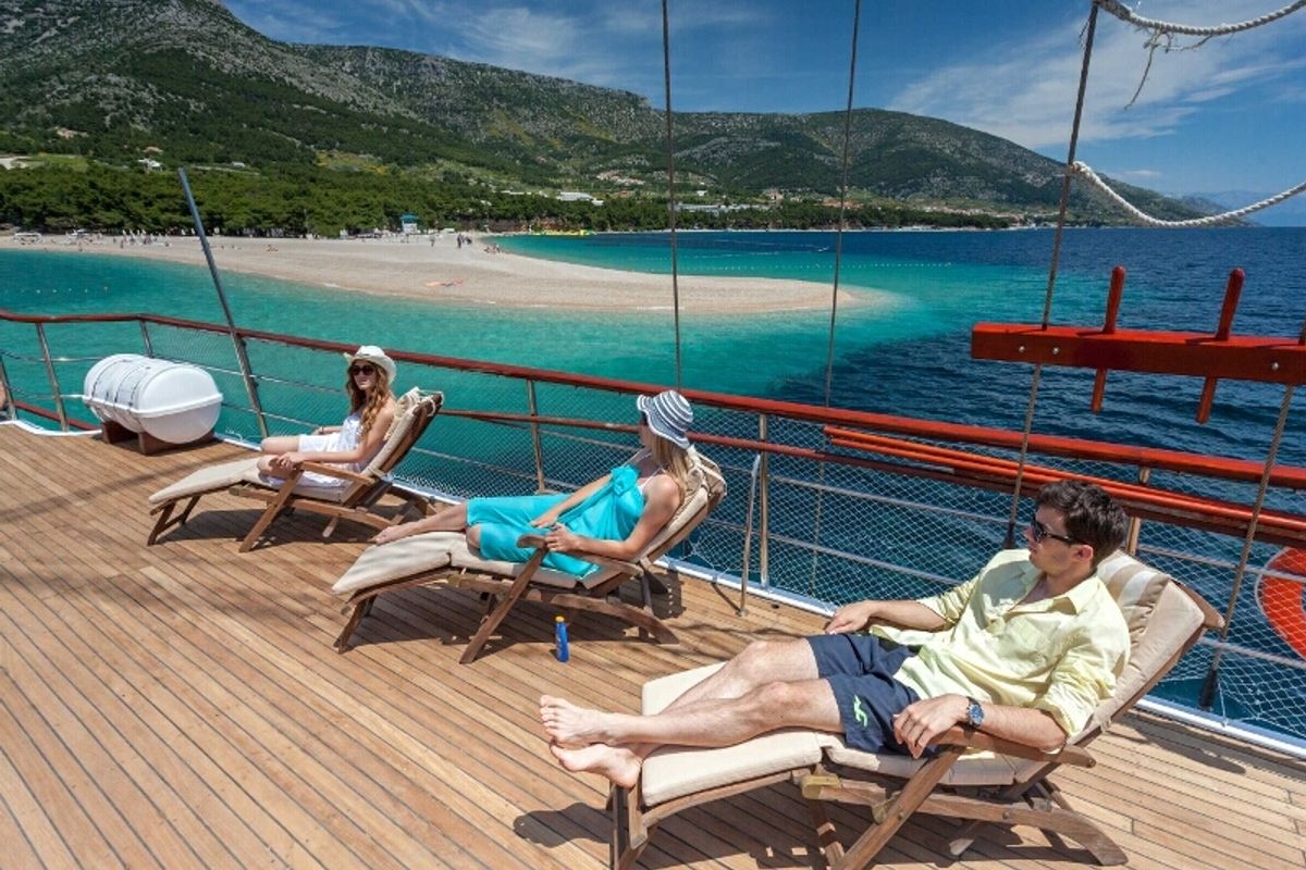 Deck of Romanca, a Gulet Gulet gulet at Stobreč, Croatia