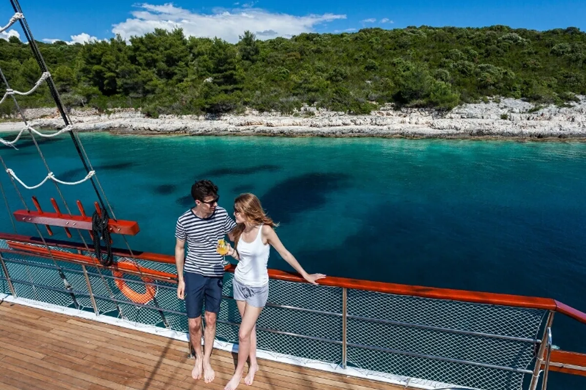 Deck of Romanca, a Gulet Gulet gulet at Stobreč, Croatia