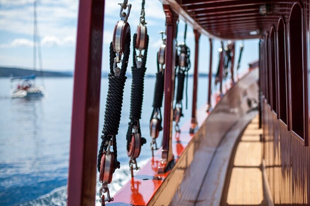 Deck of Romanca, a Gulet Gulet gulet at Stobreč, Croatia