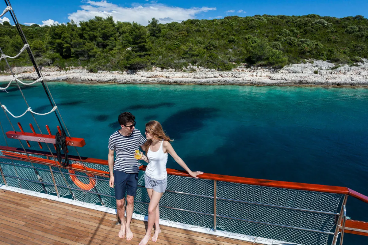 Deck of Romanca, a Gulet Gulet gulet at Stobreč, Croatia