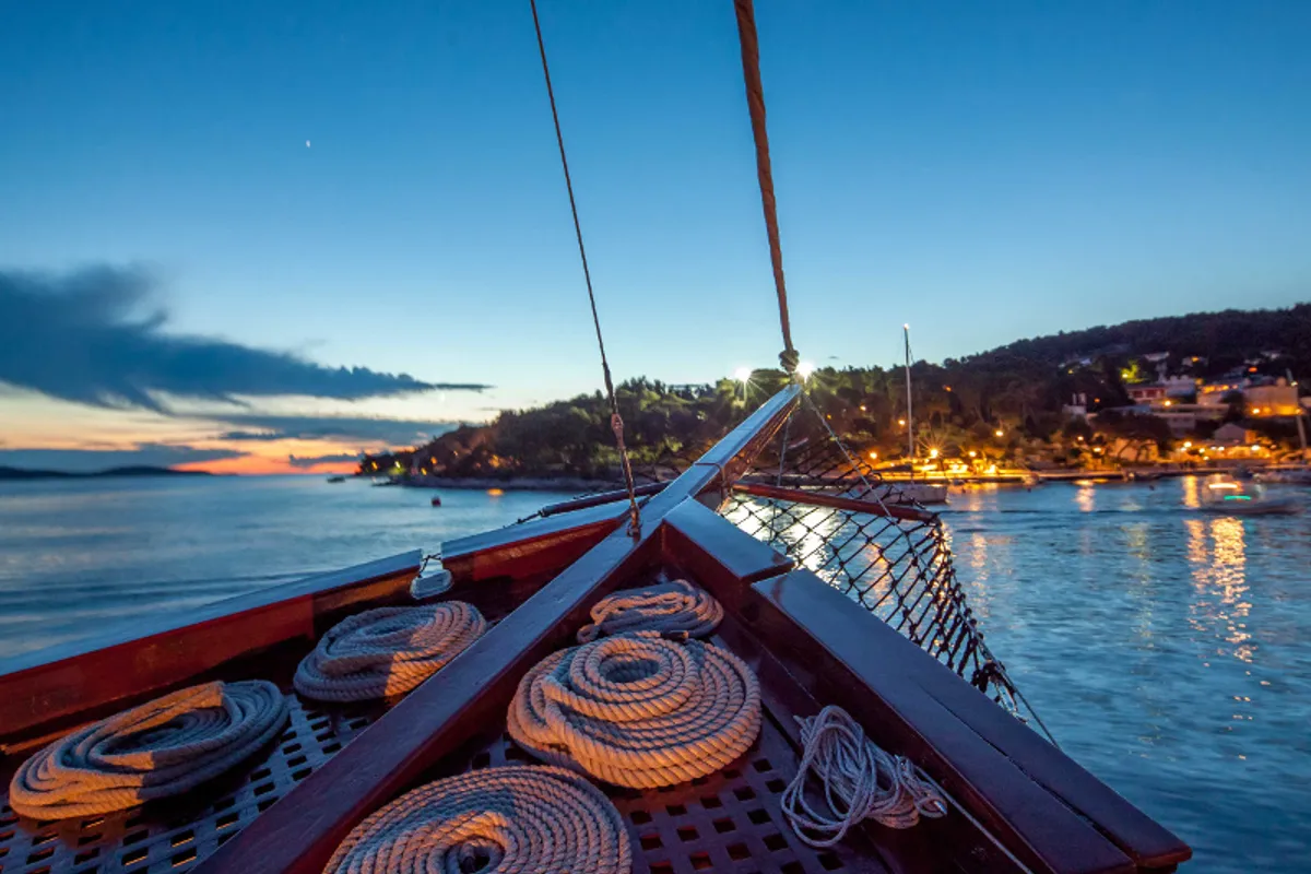 Deck of Romanca, a Gulet Gulet gulet at Stobreč, Croatia