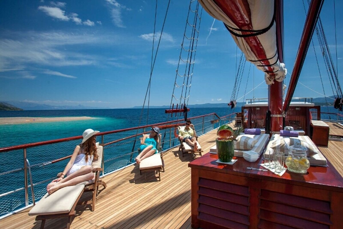 Deck of Romanca, a Gulet Gulet gulet at Stobreč, Croatia
