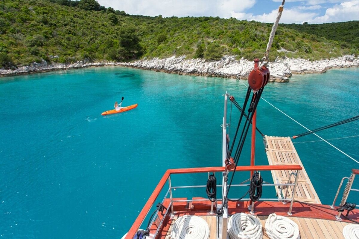 Deck of Romanca, a Gulet Gulet gulet at Stobreč, Croatia