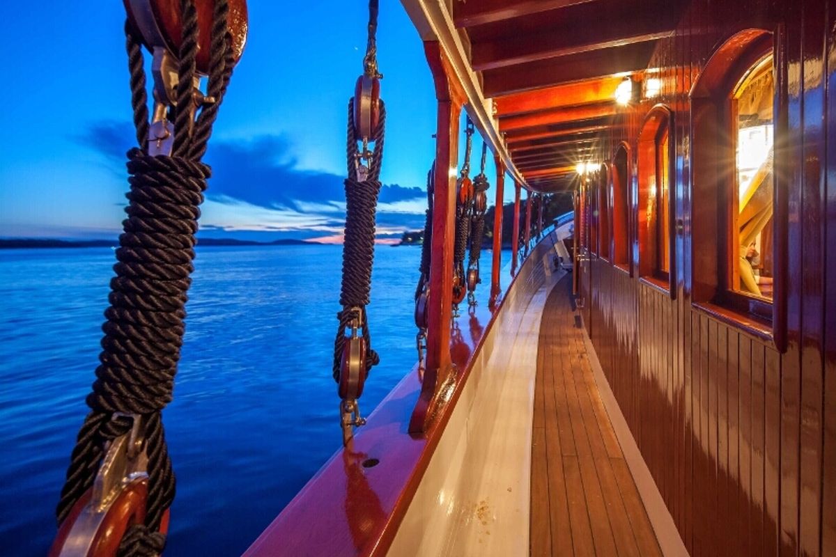 Deck of Romanca, a Gulet Gulet gulet at Stobreč, Croatia