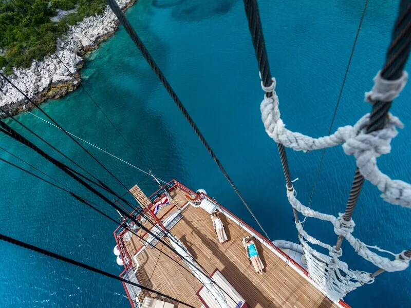 Deck of Romanca, a Gulet Gulet gulet at Stobreč, Croatia
