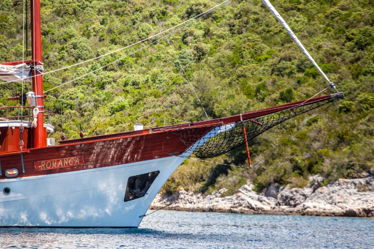 Exterior view of Romanca, a Gulet Gulet gulet at Stobreč, Croatia