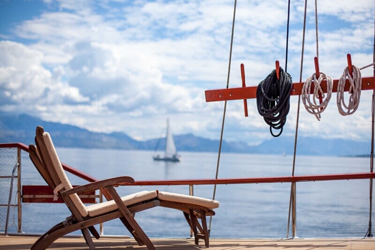 Deck of Romanca, a Gulet Gulet gulet at Stobreč, Croatia