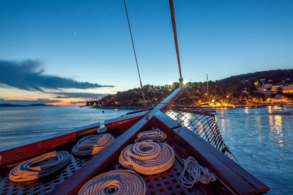 Deck of Romanca, a Gulet Gulet gulet at Stobreč, Croatia