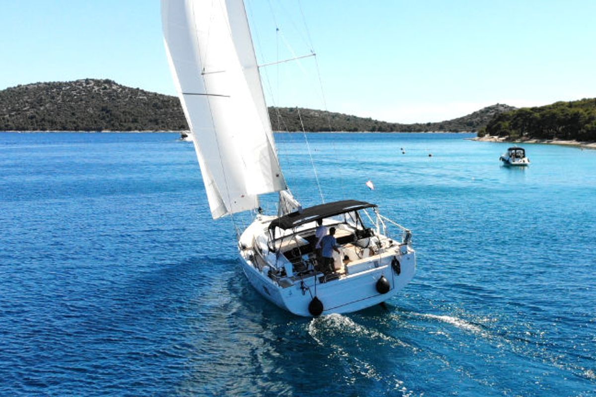 Exterior view of Cloudy Bay, a Beneteau Oceanis 51.1 sailboat at Općina Rogoznica, Croatia
