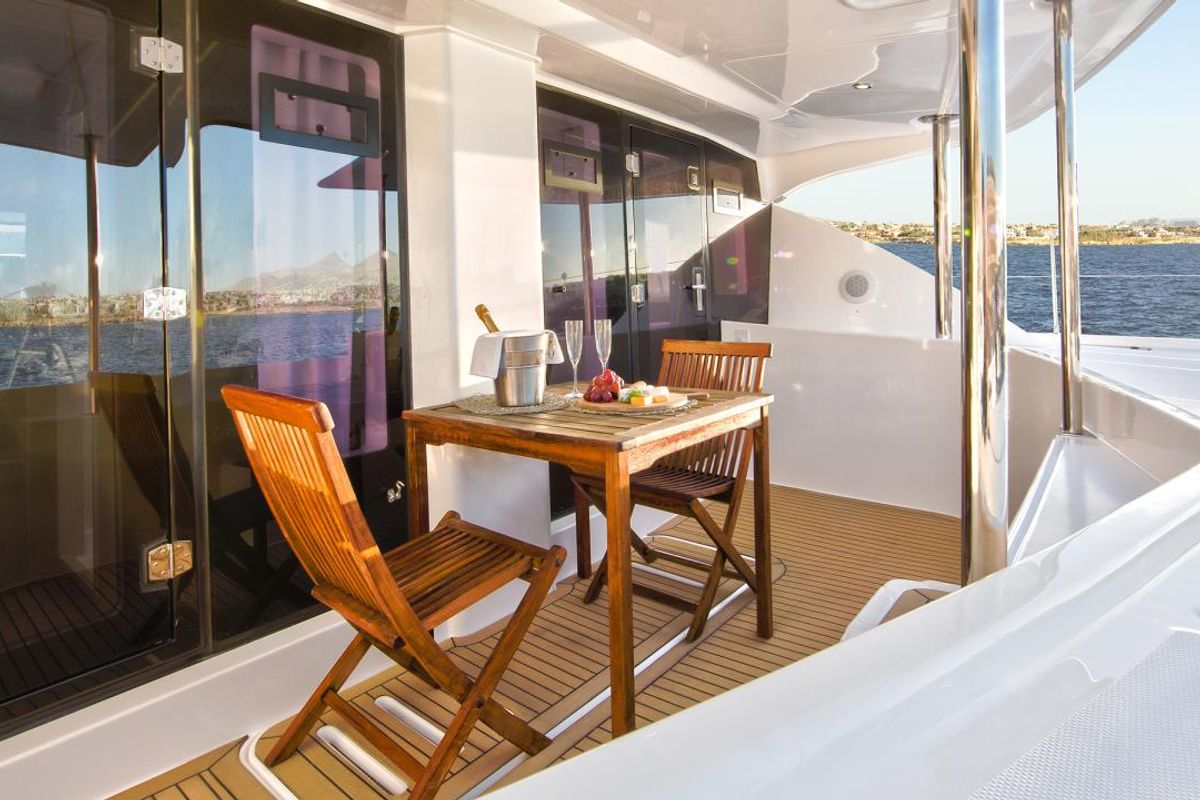 Deck of Moorings 5800 Crewed, a Leopard 58 catamaran at Road Town, British Virgin Islands