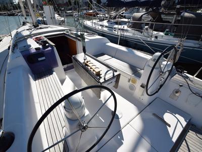 Cockpit of Vittoria, a Dufour 335 Grand Large sailboat at Nieuwpoort, Belgium
