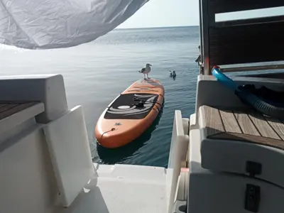 Deck of Nine Muses, a Hanse Yachts Hanse 342 sailboat at Sithonia Municipal Unit, Greece