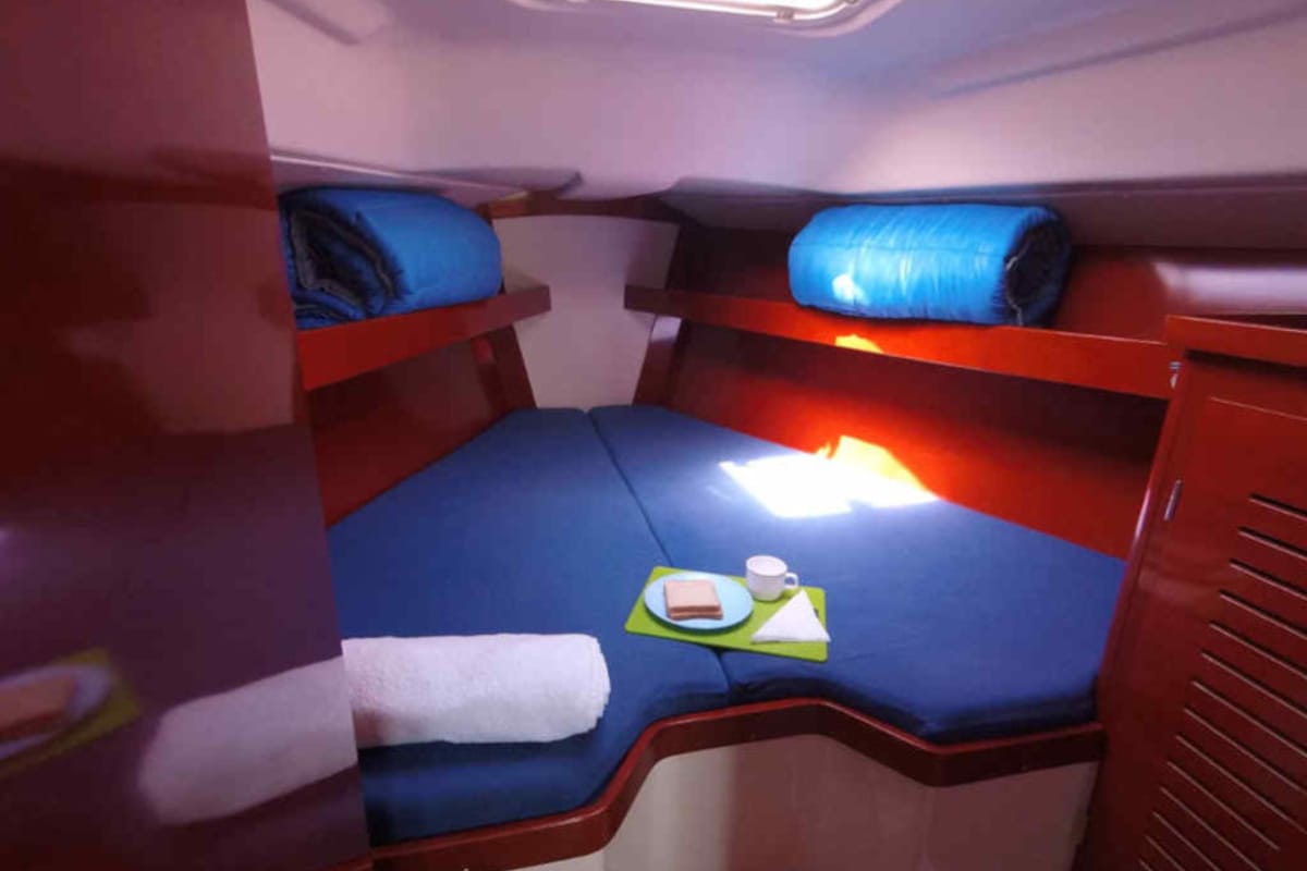 Cabin on Nine Muses, a Hanse Yachts Hanse 342 sailboat at Sithonia Municipal Unit, Greece