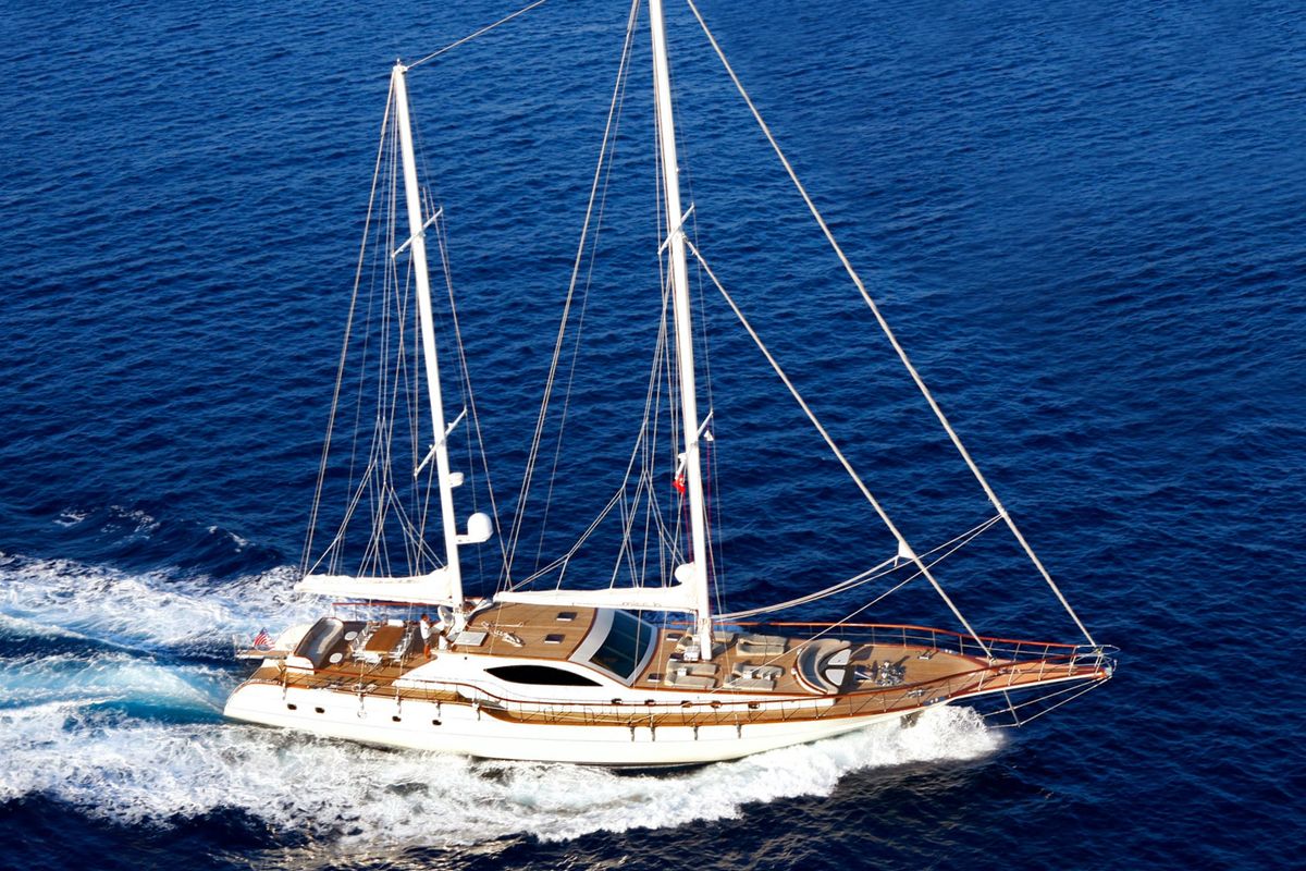 Exterior view of Miss B, a Gulet Gulet gulet at Bodrum, Turkey