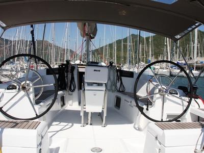 Cockpit of Code, a Jeanneau Sun Odyssey 439 sailboat at Marmaris, Turkey