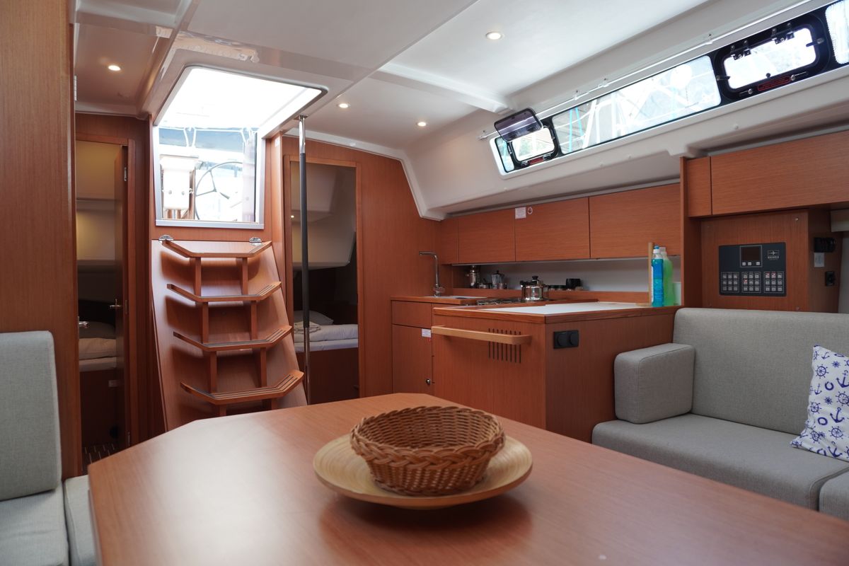 Galley of Alara-3, a Bavaria C42 sailboat at Fethiye, Turkey
