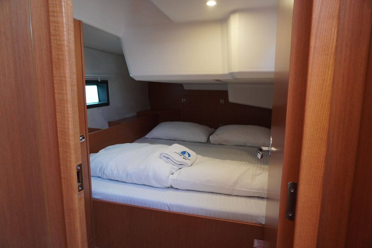 Cabin on Alara-3, a Bavaria C42 sailboat at Fethiye, Turkey