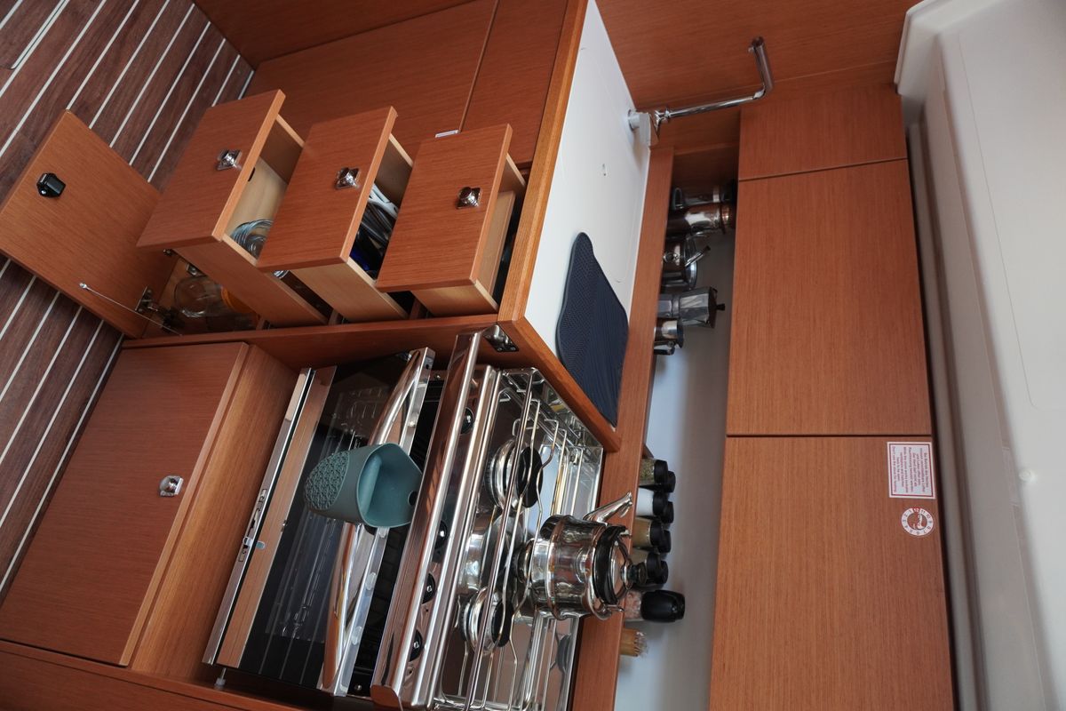 Galley of Alara-3, a Bavaria C42 sailboat at Fethiye, Turkey