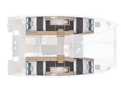 Floor plan of Dattero - Comfort line , a Lagoon 38 catamaran at Tonnarella, Italy