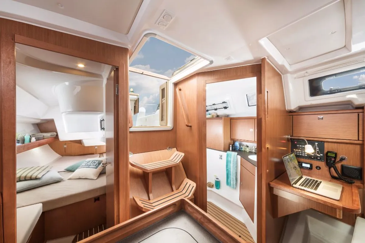 Galley of Siesta IV, a Bavaria Cruiser 34 sailboat at Punat, Croatia