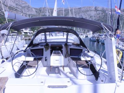 Cockpit of Marlera, a Dufour 430 sailboat at Dubrovnik, Croatia