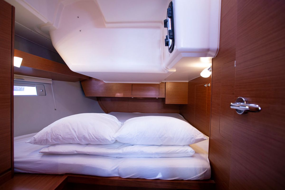 Cabin on Lana V, a Dufour 430 GL sailboat at Split, Croatia