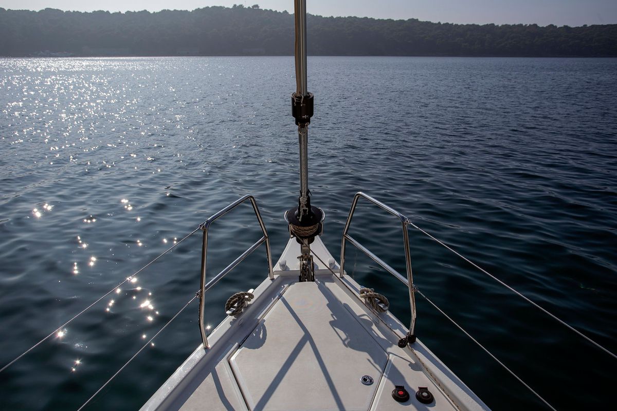 Exterior view of Lana V, a Dufour 430 GL sailboat at Split, Croatia