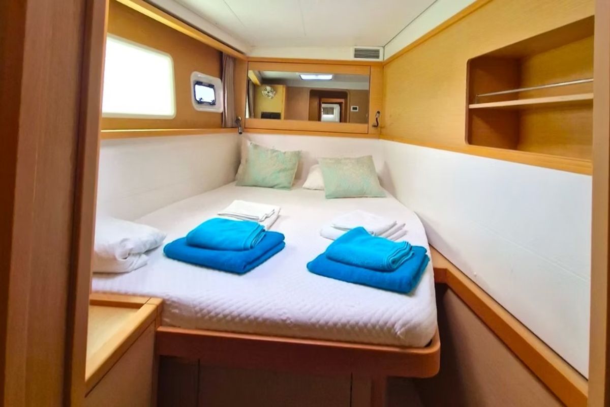 Cabin on PaSEAon, a Lagoon 450 Fly catamaran at Municipal Unit of Lefkada, Greece