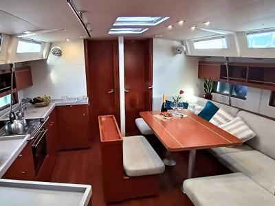 Salon of Blue Satellite, a Beneteau Oceanis 46.1 sailboat at Athens, Greece