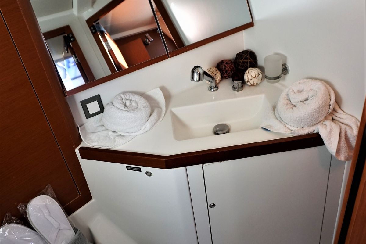 Head on Blue Satellite, a Beneteau Oceanis 46.1 sailboat at Athens, Greece