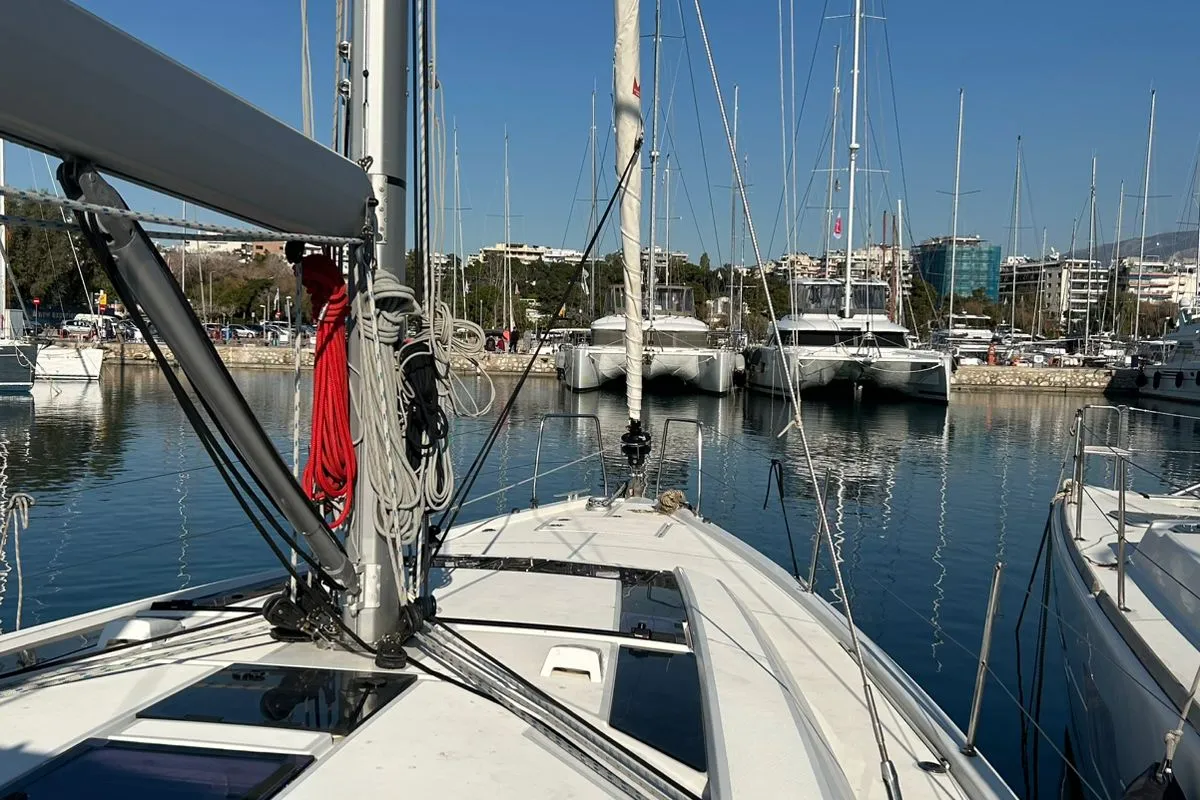 Cabin on Blue Satellite, a Beneteau Oceanis 46.1 sailboat at Athens, Greece