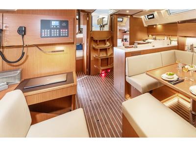 Salon of Checkmate, a Bavaria C45 sailboat at Reggio Calabria, Italy