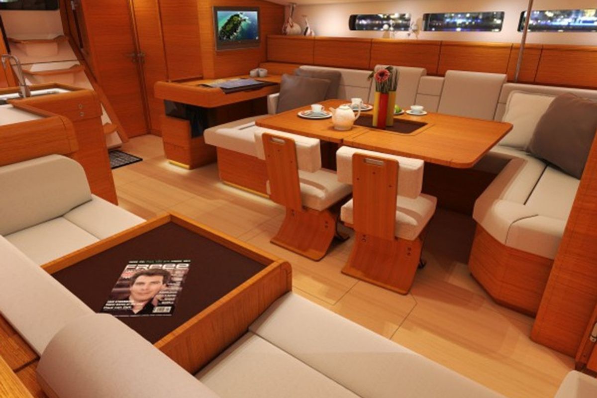 Salon of Oceanlord, a Jeanneau Sun Odyssey 509 sailboat at Nieuwpoort, Belgium