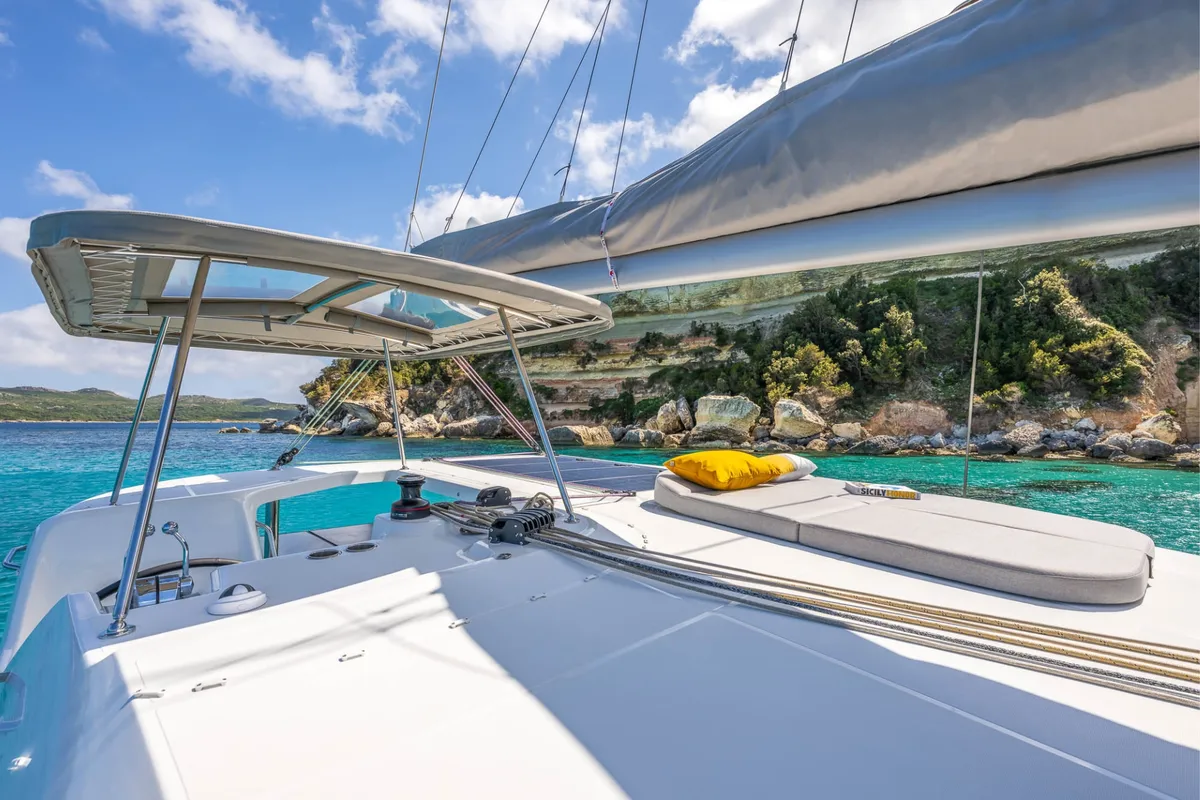Deck of Coral, a Lagoon 38 catamaran at Split, Croatia
