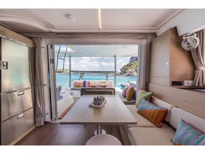 Salon of Coral, a Lagoon 38 catamaran at Split, Croatia