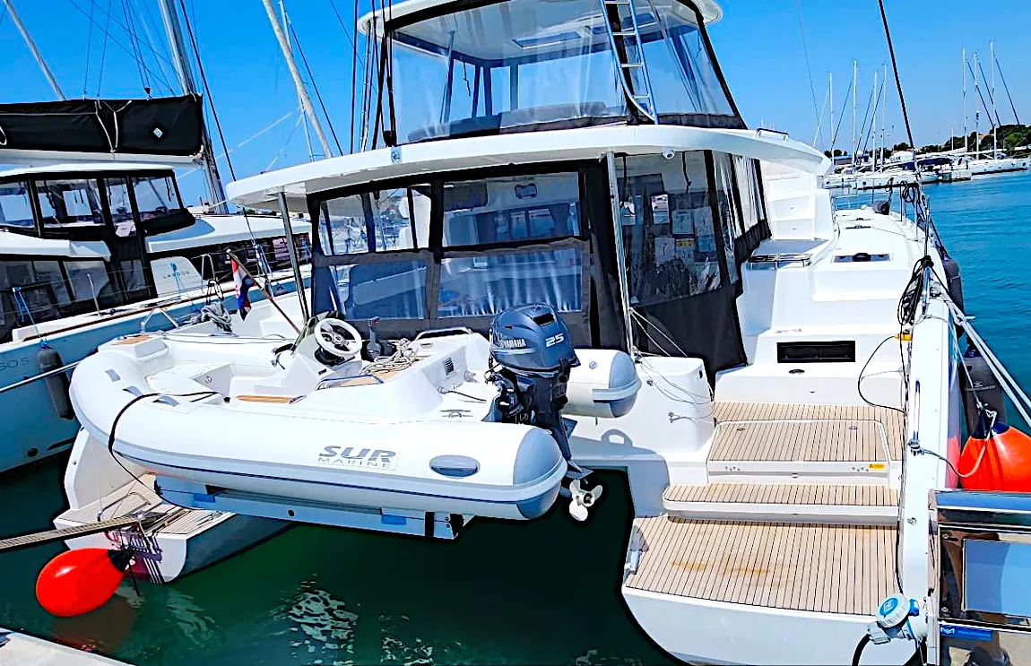 Deck of Mira, a Lagoon 46 catamaran at Općina Sukošan, Croatia