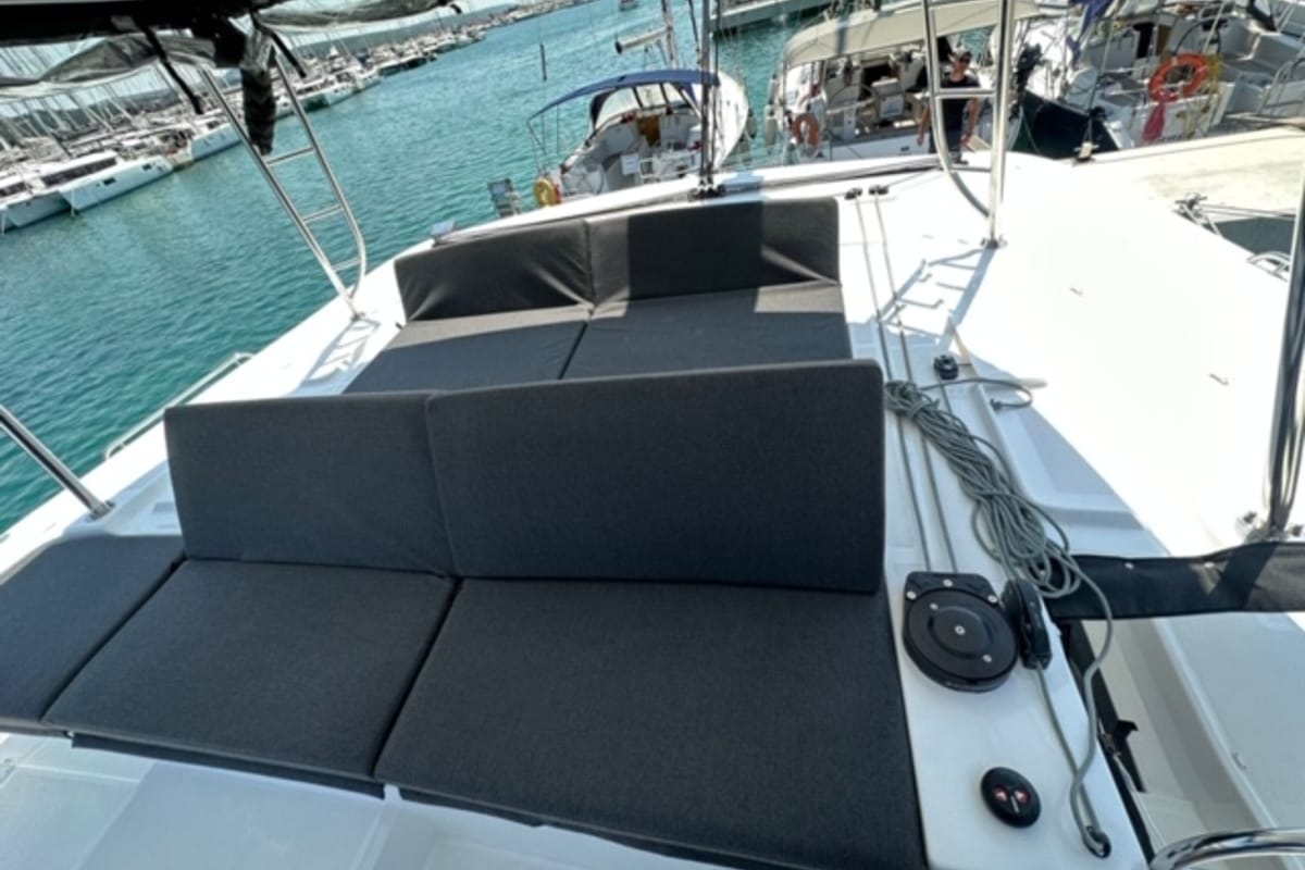 Deck of Mira, a Lagoon 46 catamaran at Općina Sukošan, Croatia